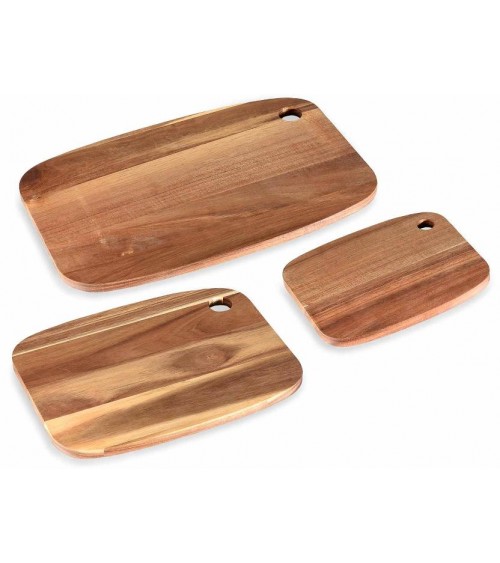 Ensemble de 3 coupeurs en bois Acacia avec trou rond -