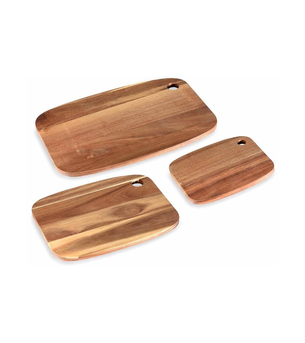 Ensemble de 3 coupeurs en bois Acacia avec trou rond -