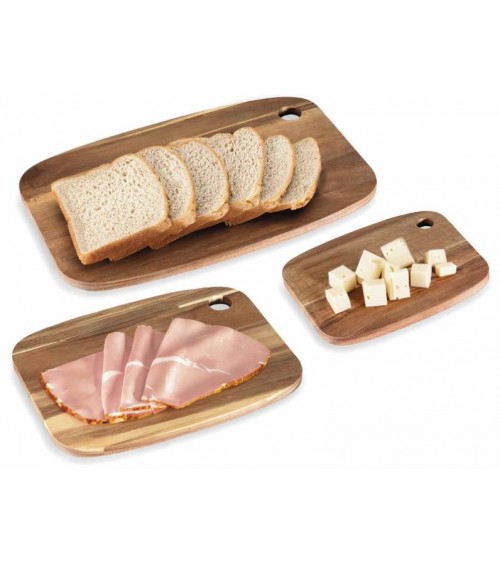Set of 3 acacia wooden cutters with round hole -