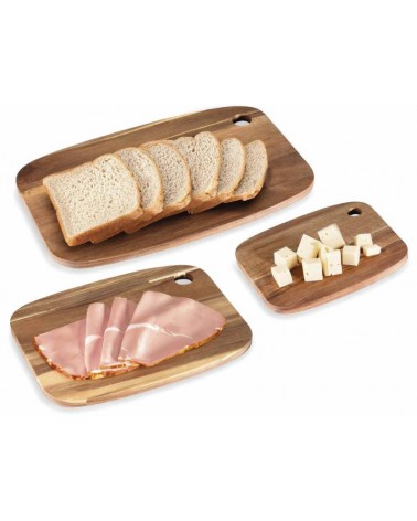 Set of 3 acacia wooden cutters with round hole -