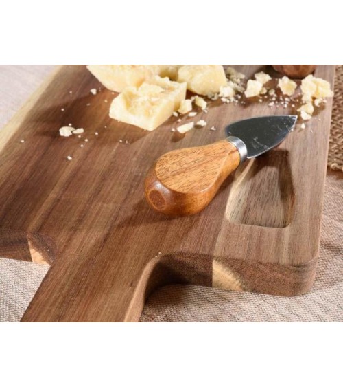 Set of 4 pcs of acacia wood cutting board with 3 cutlery -