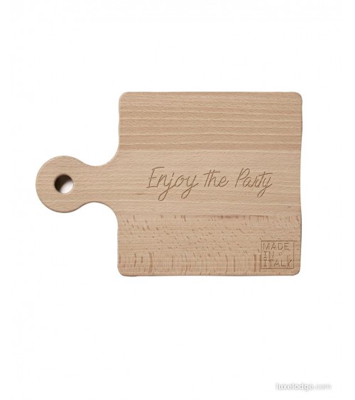 Board à découper en bois "Profitez de la fête" - fabriquée en Italie -