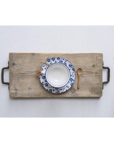 Vassoio in Legno Stile Vintage con due Manici - Made in Italy - 