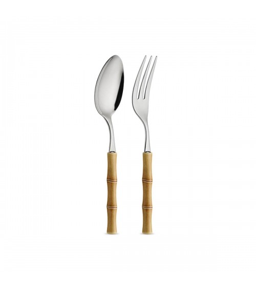 Bamboo Set 2 pcs to serve - Neva Creative cutlery - natural