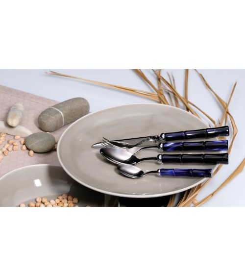 Rivadossi Sandro Bamboo – 24-teiliges Besteckset aus Edelstahl mit Perlmuttgriff - 