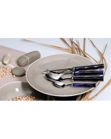 Rivadossi Sandro Bamboo – 24-teiliges Besteckset aus Edelstahl mit Perlmuttgriff - 