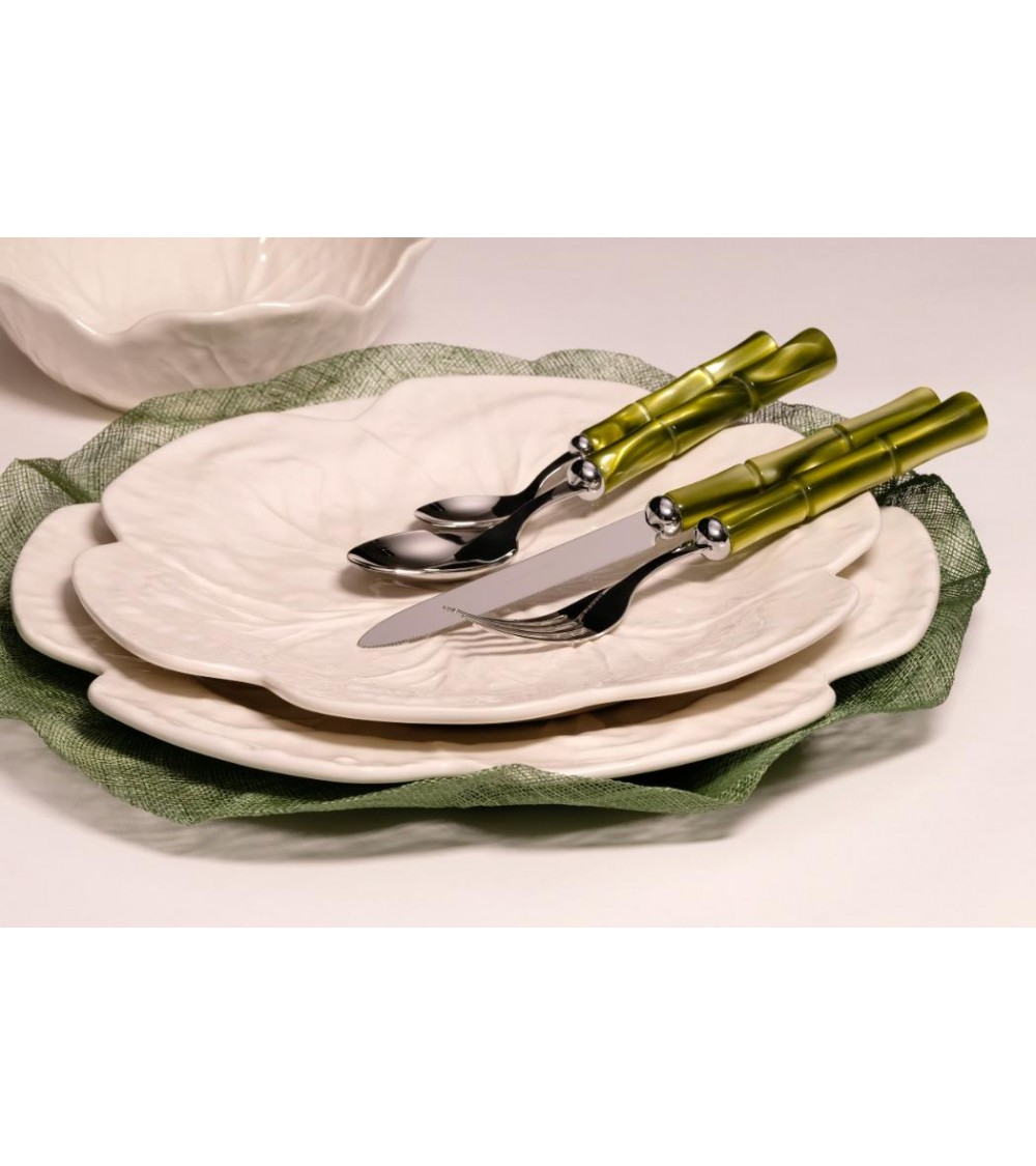 Rivadossi Sandro Bamboo – 24-teiliges Besteckset aus Edelstahl mit Perlmuttgriff - 