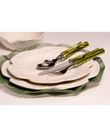 Rivadossi Sandro Bamboo – 24-teiliges Besteckset aus Edelstahl mit Perlmuttgriff - 