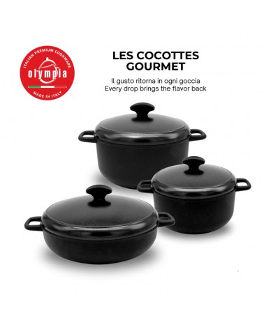 Les Cocottes: 5PZ -Batterie -Premium -Töpfe Nicht -Schicht -Induktion in Italien -