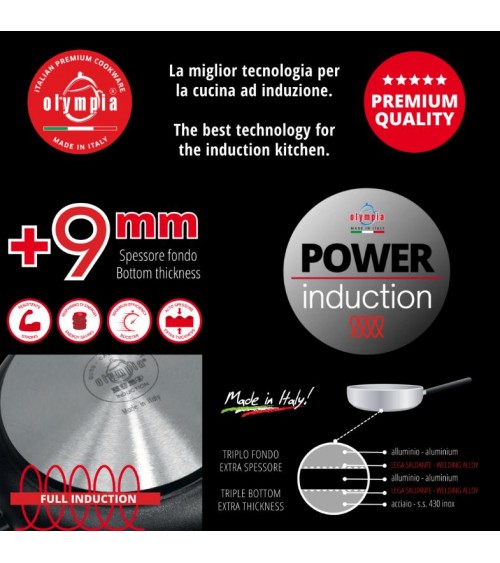 Batterie de 6 casseroles antiadhésives en aluminium de qualité italienne supérieure - 