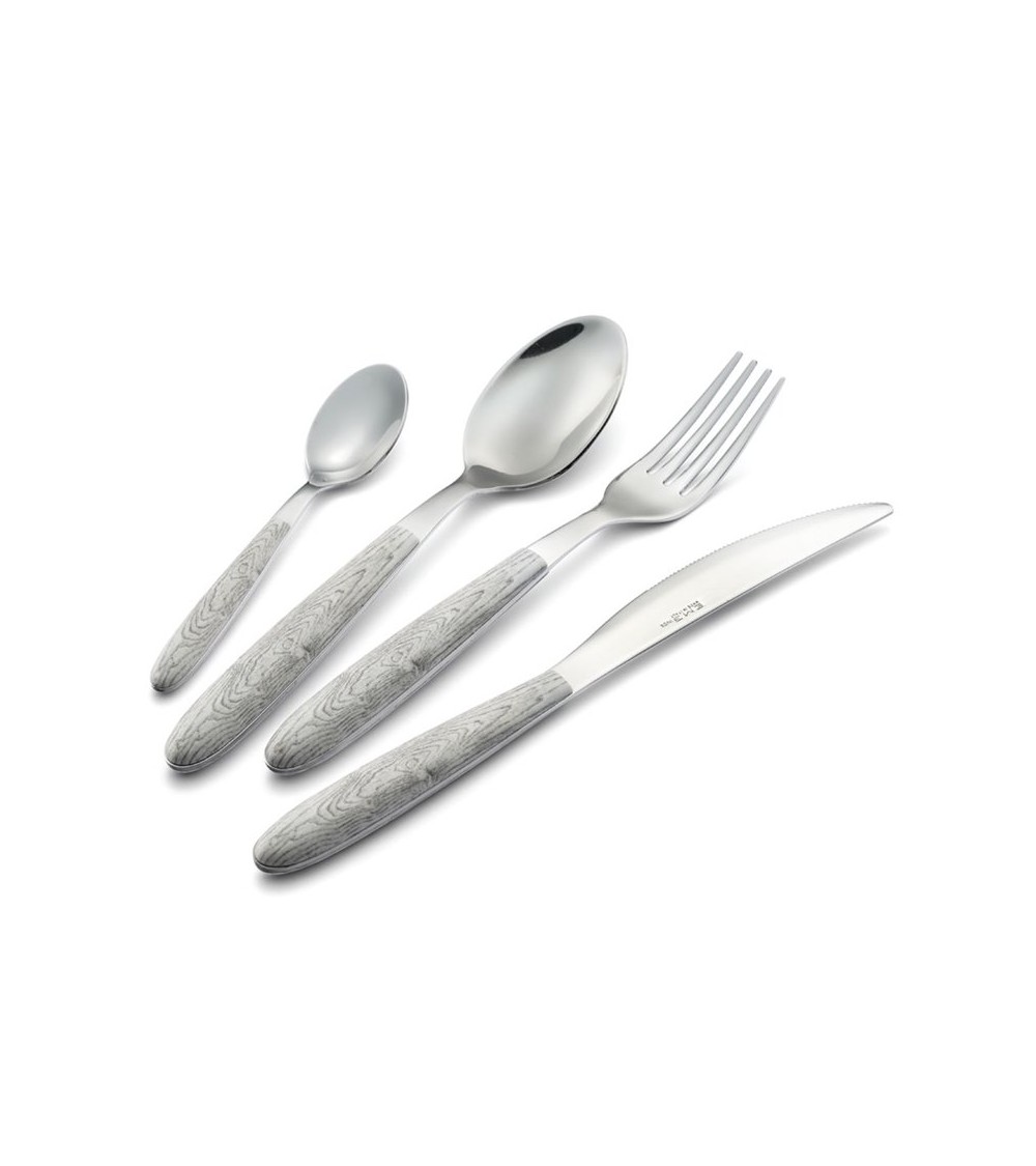 Eme Besteck – Set 48-teilig, farbiges Besteck mit natürlichem Holzeffekt – Vero -