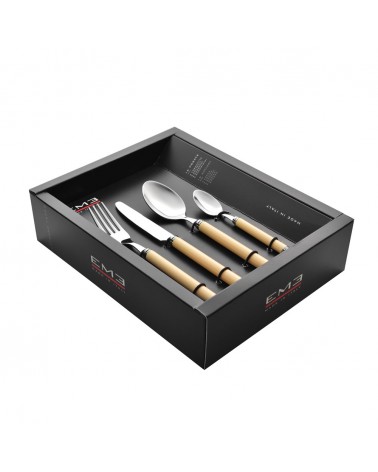 Eme Cutlery - Set 48 Pieces Colored Cutlery with Natural Wood Effect - Vero -  - 