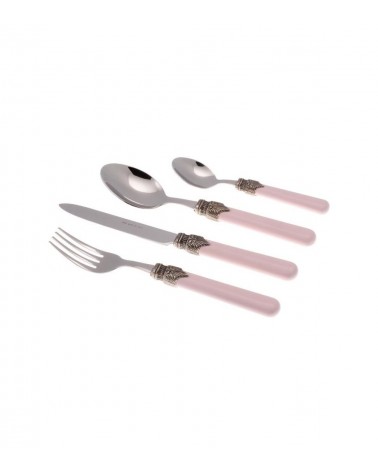 Offrir le mois rose - Définir les couverts roses classiques - Set 24pz pour 6 personnes