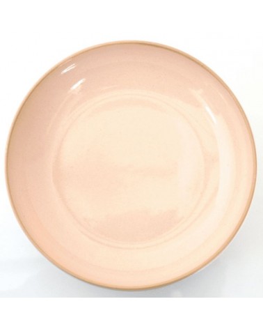 Assiette de sol colorée altea dans des grès 23,50 cm - fabriqués en Italie - Rose de pêche brillante