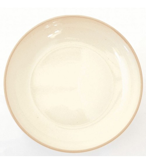 Altea colored floor plate in stoneware 23.50 cm - made in Italy - Ivory shiny cream