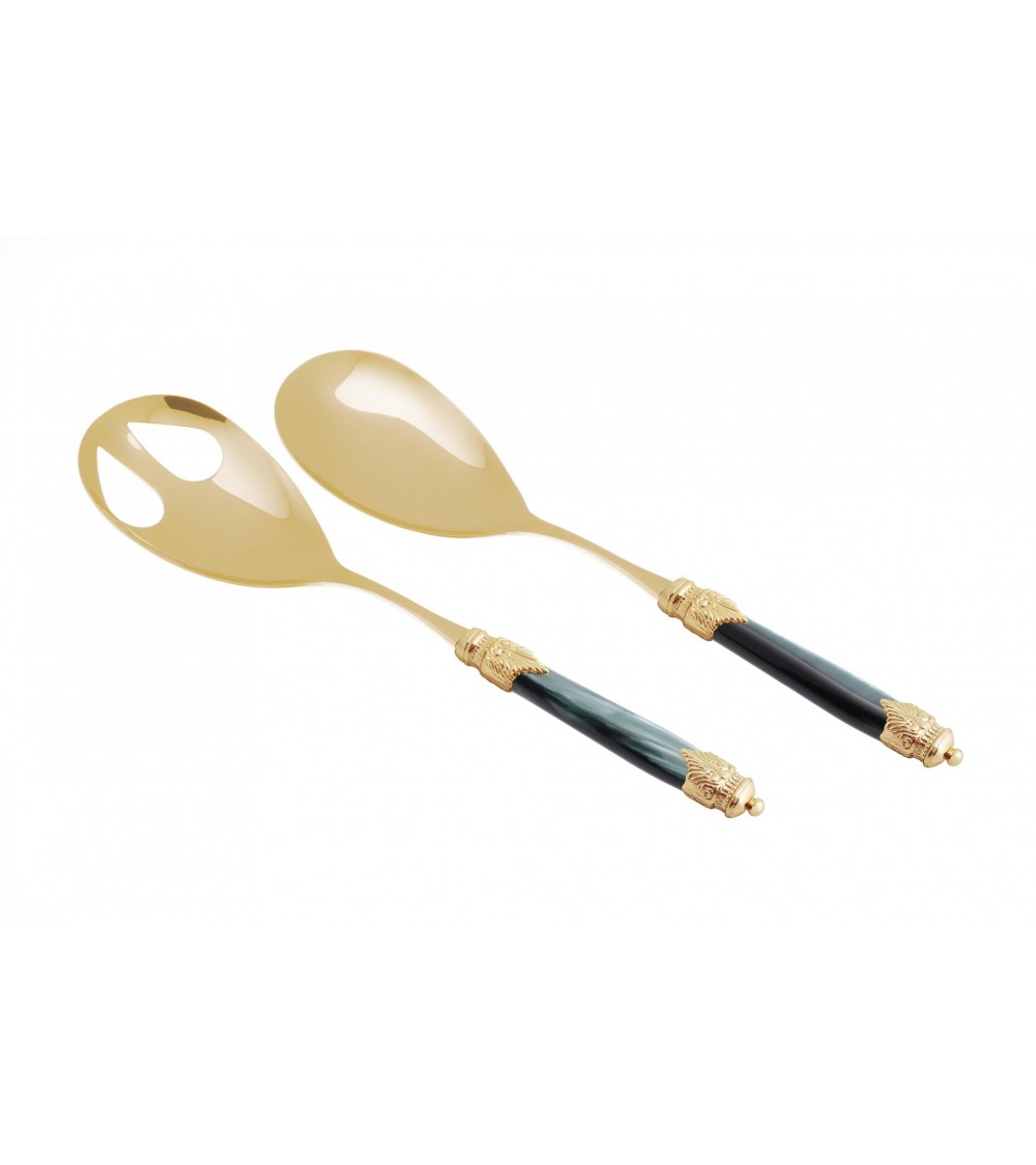 PAIR CASE Luxury Salad Gold Pvd - Arianna Rivadossi Sandro - Set 2 pieces - Emerald green