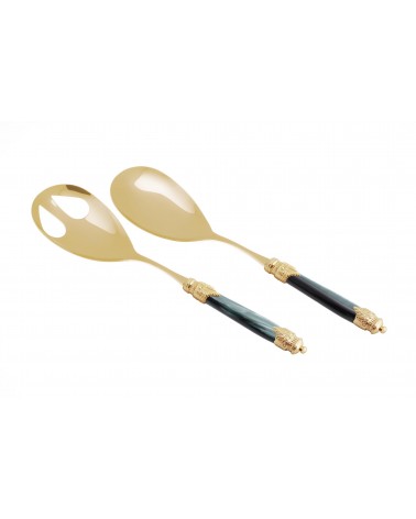 PAIR CASE Luxury Salad Gold Pvd - Arianna Rivadossi Sandro - Set 2 pieces - Emerald green