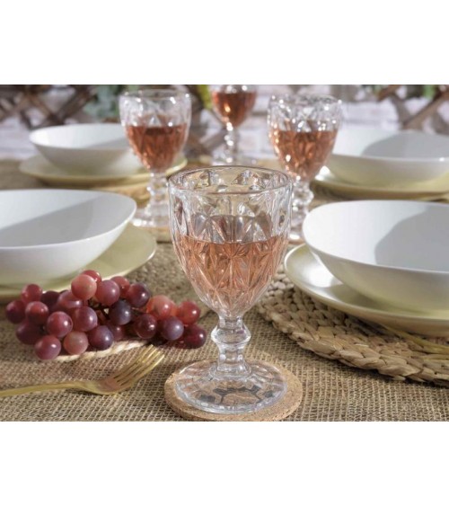 Set 12 glasses transparent glass glass worked 250 ml -