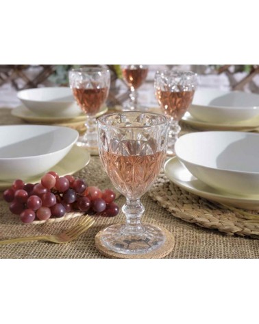 Set 12 glasses transparent glass glass worked 250 ml -
