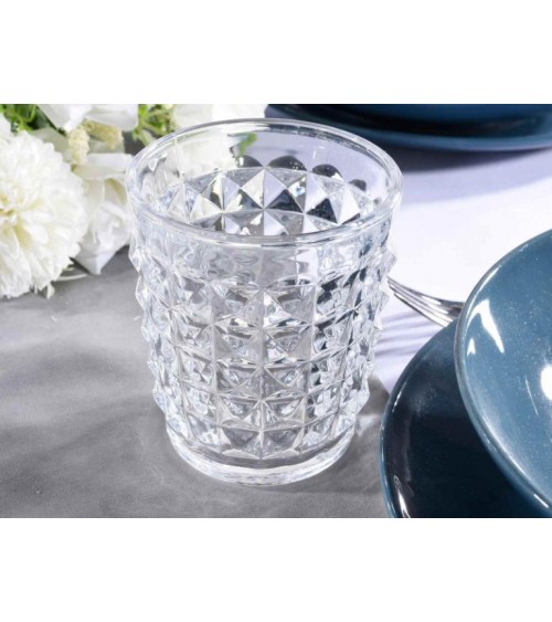 Set 6 glasses water transparent glass worked 250 ml - vintage style - Set 6 glasses water transparent glass worked 250 ml - vintage style -