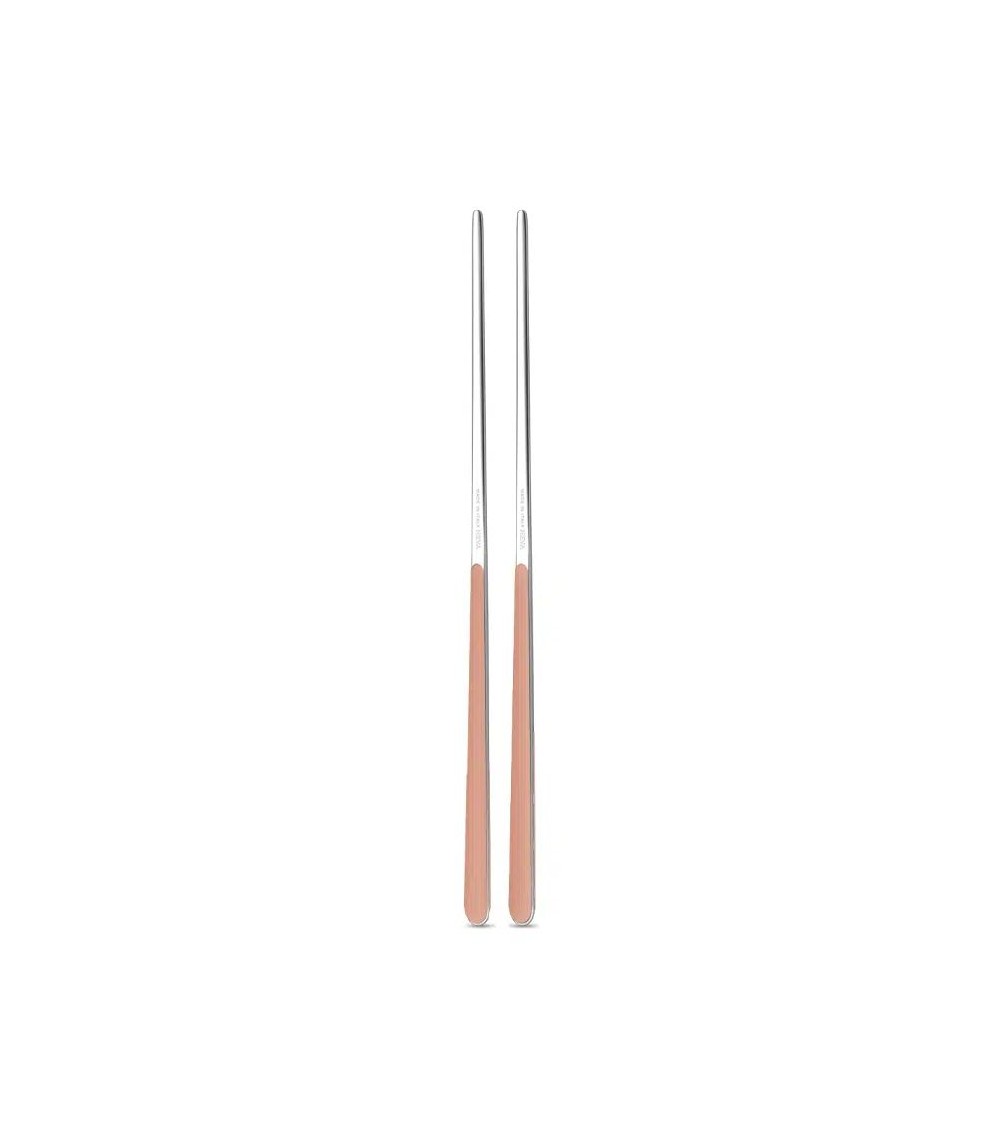 Bacchette Cinesi in Acciaio Inox 18/10 Neva – Design Tinta Unita, Manico Colorato, Made in Italy - rosa pesca