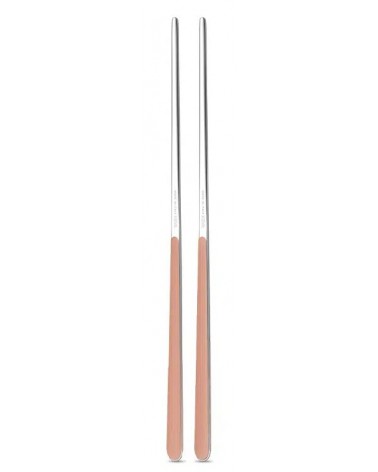 Bacchette Cinesi in Acciaio Inox 18/10 Neva – Design Tinta Unita, Manico Colorato, Made in Italy - rosa pesca