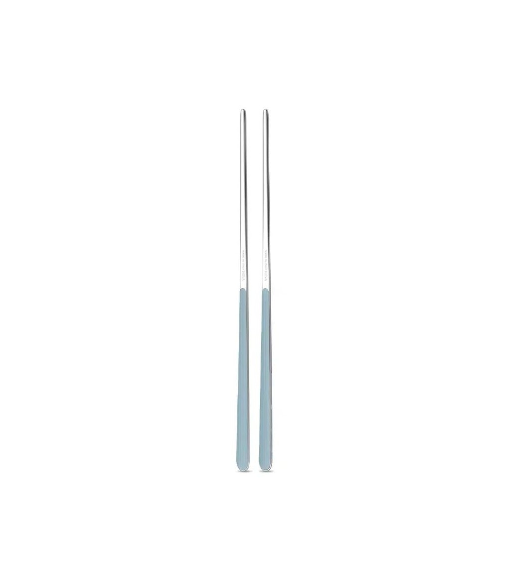 Neva 18/10 不锈钢中式筷子 - 纯色设计，彩色手柄，意大利制造 - 粉蓝色