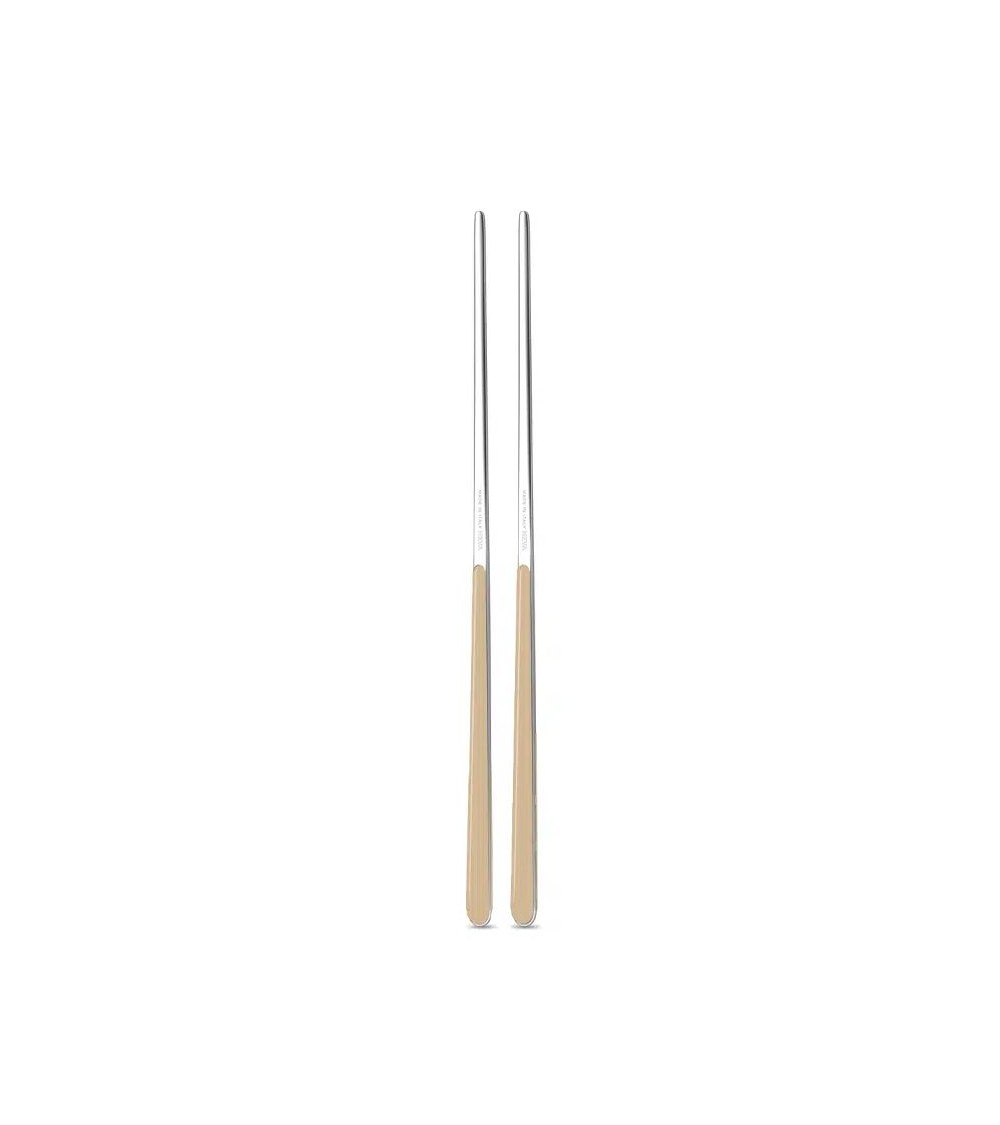 Bacchette Cinesi in Acciaio Inox 18/10 Neva – Design Tinta Unita, Manico Colorato, Made in Italy - avorio cream