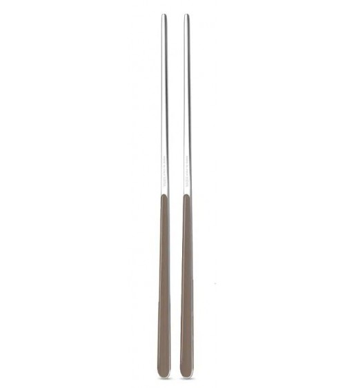 Chinese chops in 18/10 stainless steel NEVA - Set 2 couples - United color design, colored handle, made in Italy - Tortora gray