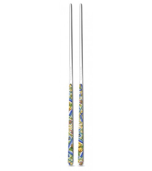 Chinese chops in 18/10 stainless steel NEVA - Set 2 couples - solid color design, colored handle, made in Italy -