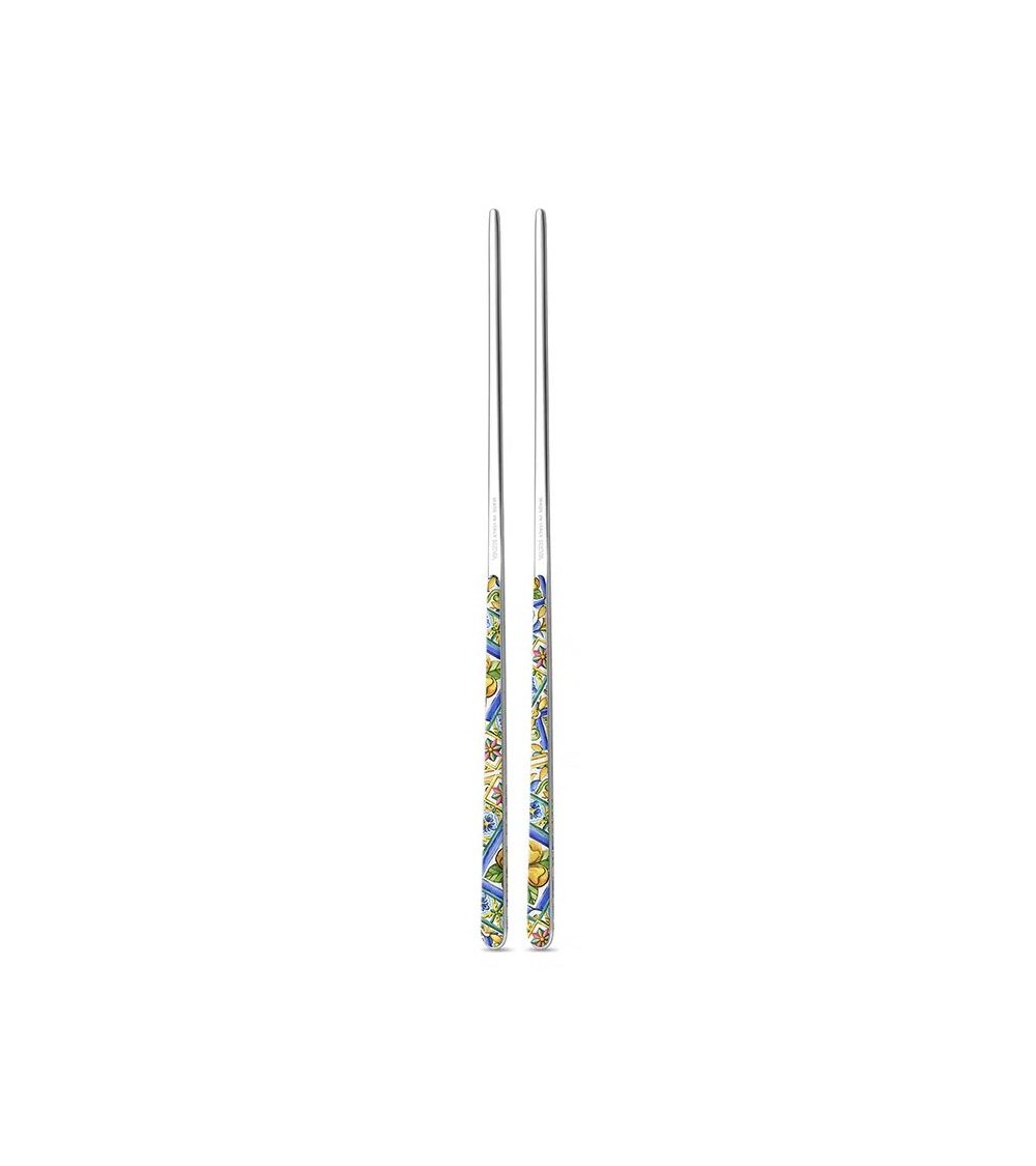 Bacchette Cinesi in Acciaio Inox 18/10 Neva – Set 2 Coppie - Design Tinta Unita, Manico Colorato, Made in Italy -