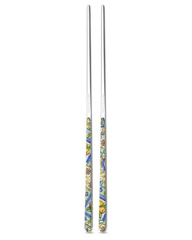 Bacchette Cinesi in Acciaio Inox 18/10 Neva – Set 2 Coppie - Design Tinta Unita, Manico Colorato, Made in Italy -