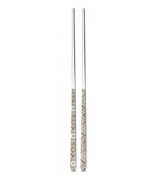 Chinese chops in 18/10 stainless steel NEVA - Set 2 couples - solid color design, colored handle, made in Italy -