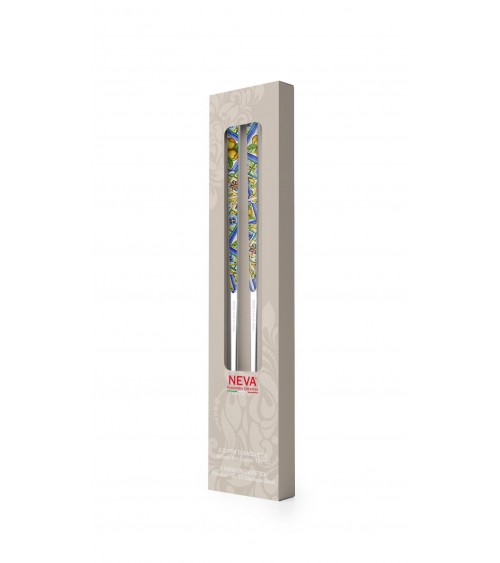 Chinese chops in 18/10 stainless steel NEVA - Set 2 couples - solid color design, colored handle, made in Italy -