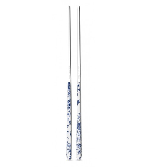 Définir 2 couples (4pz) Coubs chinois en acier inoxydable décoré - China Roses Model - Neva Cutlery Creative -