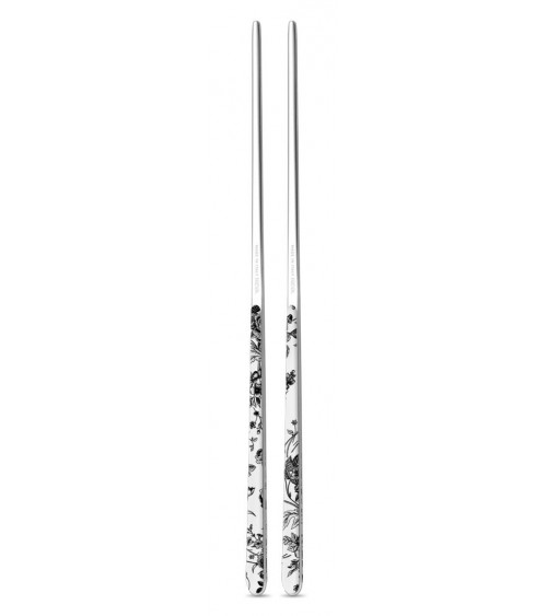Définir 2 couples (4pz) Coubs chinois en acier inoxydable décoré - China Roses Model - Neva Cutlery Creative -