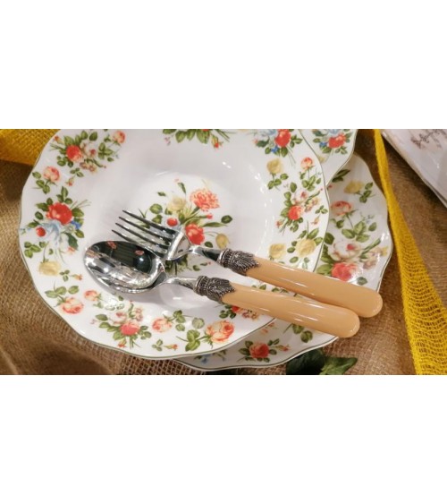 Piatti Set 18 Pezzi Fine Porcellana - Collezione New Spring Rose - Stile Provenzale / Romantico - 