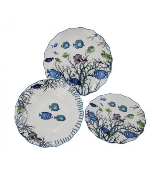 "Azure Reef" Flat Service 18 Stücke - Made in Italien | Marine -Eleganz für 6 Personen -