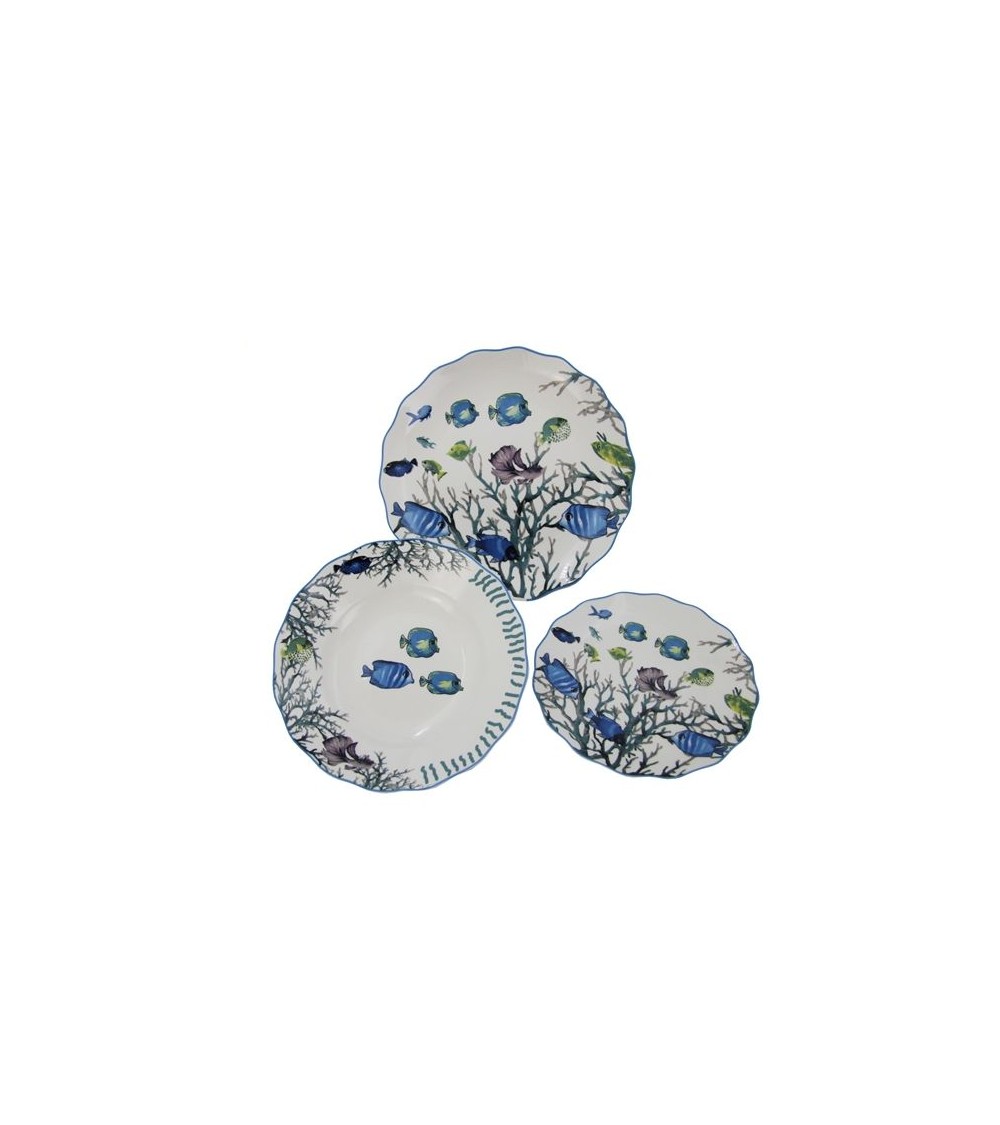 "Azure Reef" Service plat 18 pièces - Made en Italie | Élégance marine pour 6 personnes -