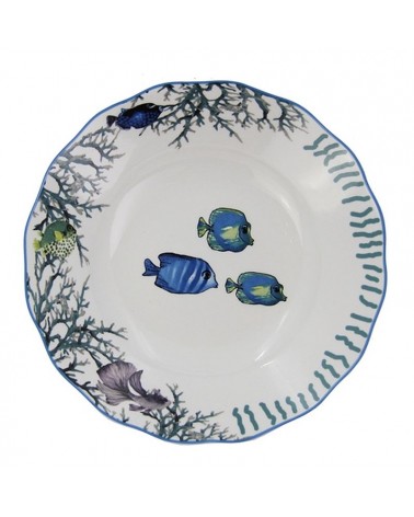 "Azure Reef" flat service 18 pieces - made in Italy | Marine elegance for 6 people -