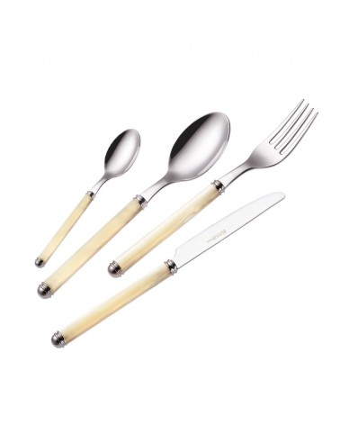 Set 24 Posate Perlato Eme Posaterie| Acciaio 18/10 e Acrilico | Design Made in Italy - 