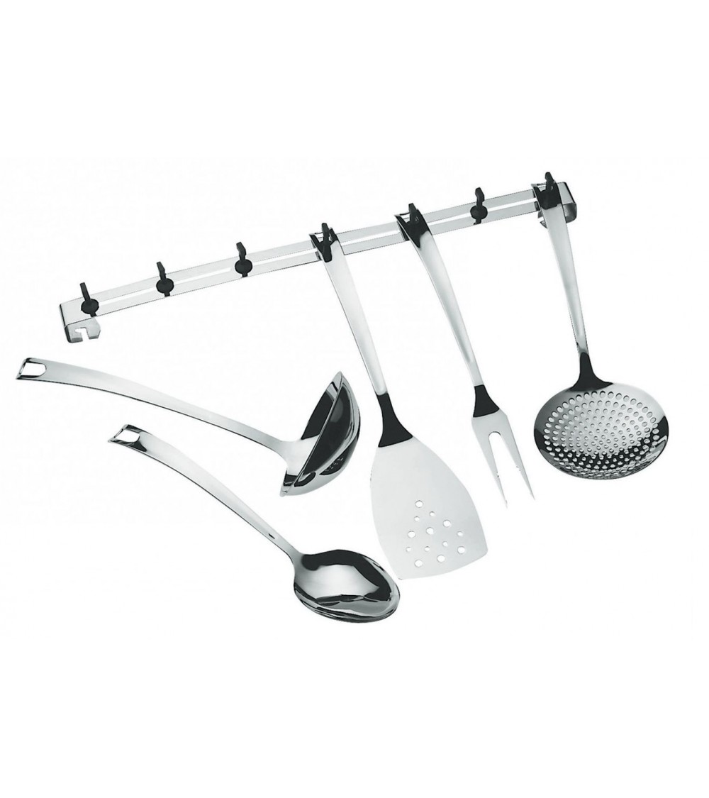 Set 5 Pezzi Utensili Cucina in Acciaio Inox con Supporto - Casa Bugatti - Design Made in Italy -  - 