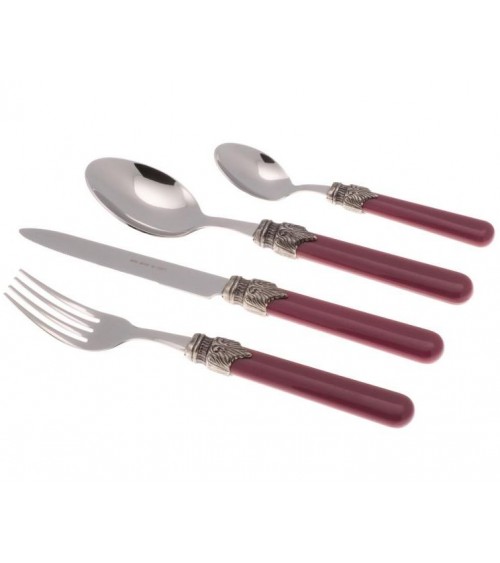 经典彩色餐具套装 Rivadossi Sandro - 48 件优雅别致的餐具 100% 意大利制造 - 绣球花红色