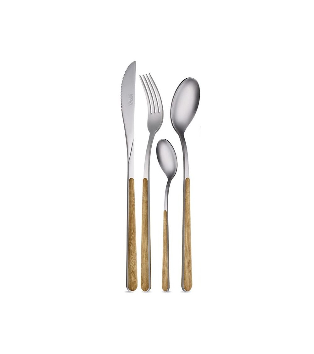 Set of 24 pcs Casteing Asia Wood Texture Neva - Salabed steel and wood effect handle - made in Italy -