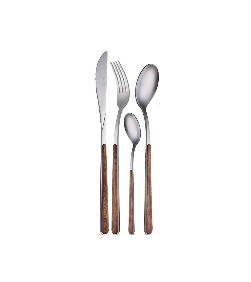 Set of 24 pcs Casteing Asia Wood Texture Neva - Salabed steel and wood effect handle - made in Italy -