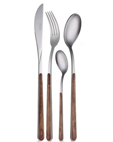 Set of 24 pcs Casteing Asia Wood Texture Neva - Salabed steel and wood effect handle - made in Italy -