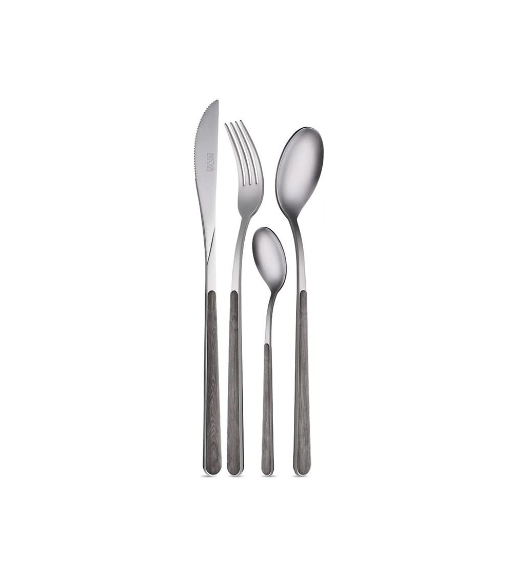 Set von 24 PCs Kastein Asien Holztextur Neva - salaber Stahl- und Holz -Effekt -Griff - Hergestellt in Italien - hergestellt -