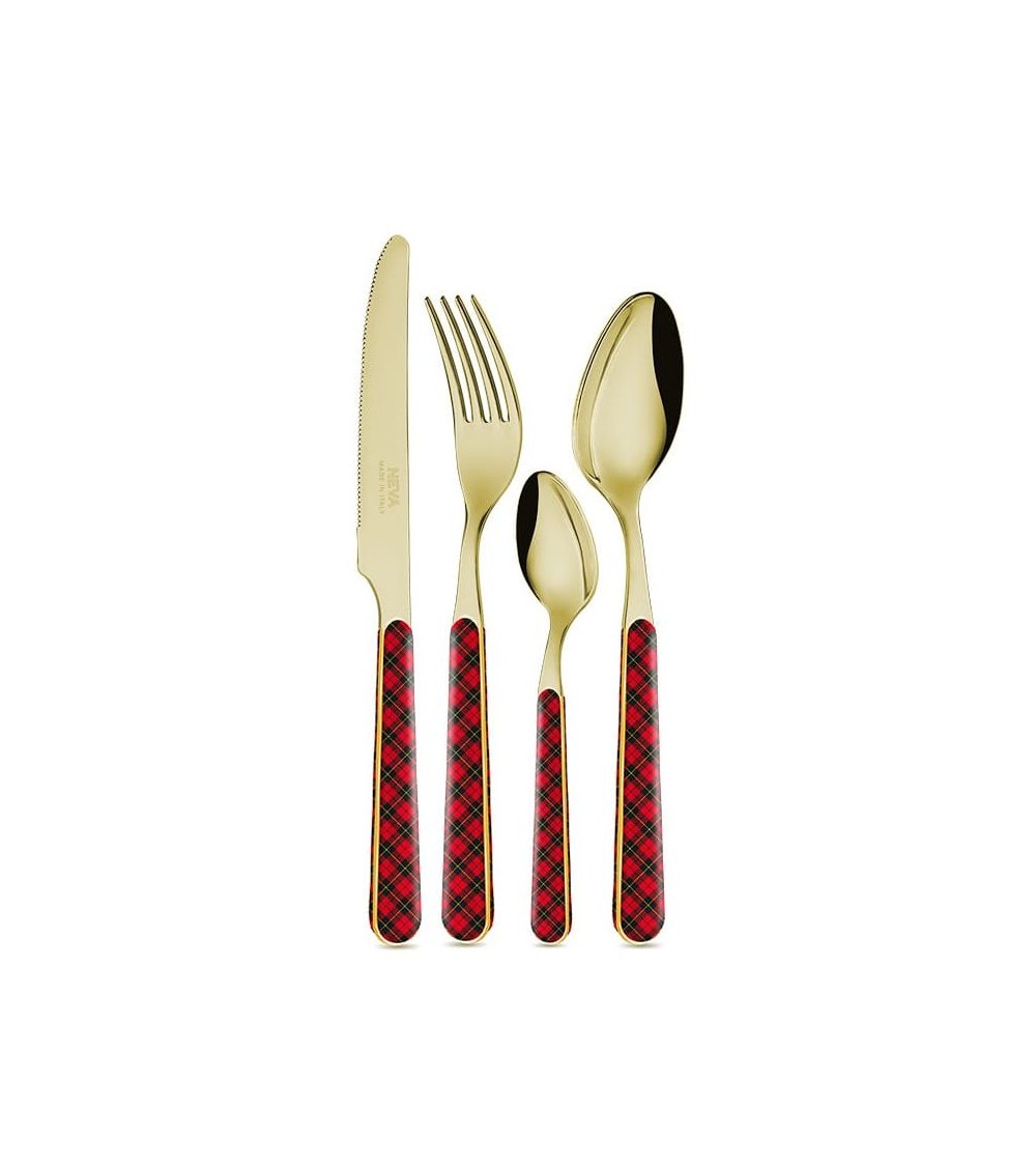 Posate Oro  -Christmas Tartan Rosso -  -  Posate Oro  -Christmas Tartan Rosso -  -