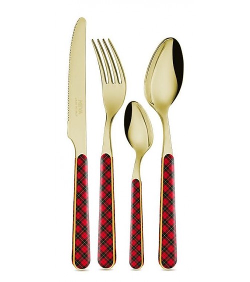 Posate Oro  -Christmas Tartan Rosso - 