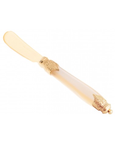 Arianna Gold Butter Spreader - Stainless Steel Cutlery and Mother of Pearl Handle - Made in Italy - Rivadossi Sandro -
